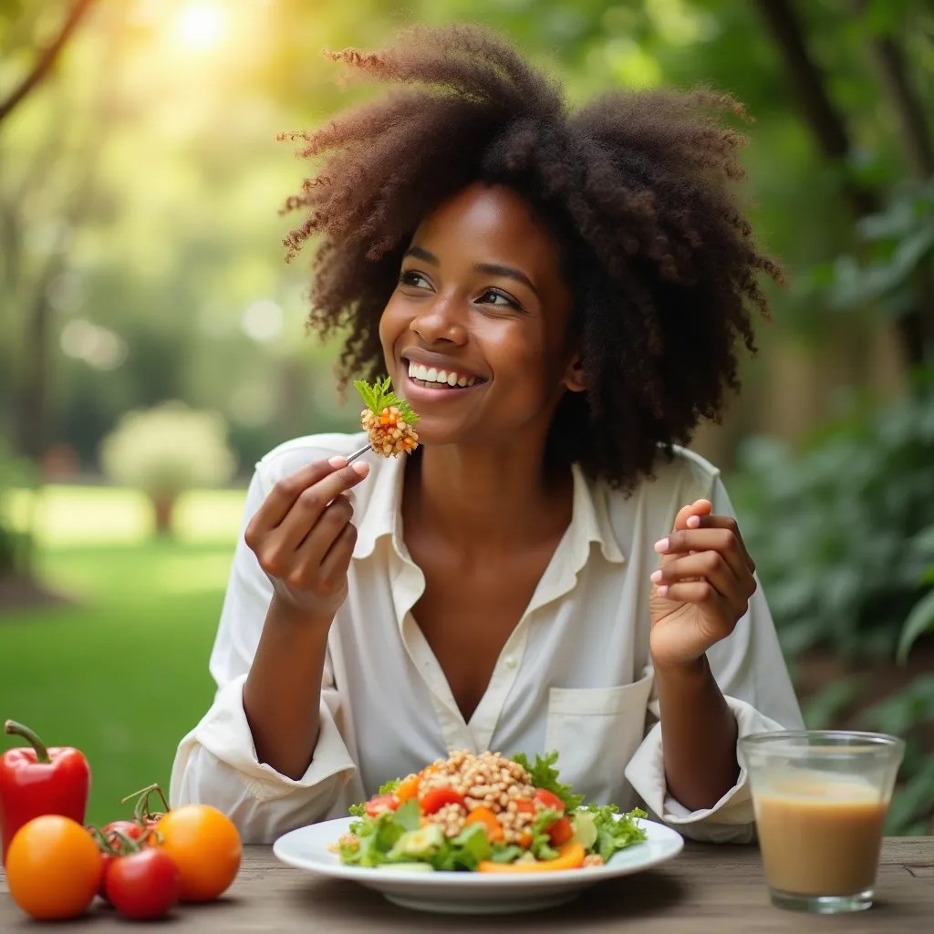 Persoană bucurându-se de o masă echilibrată